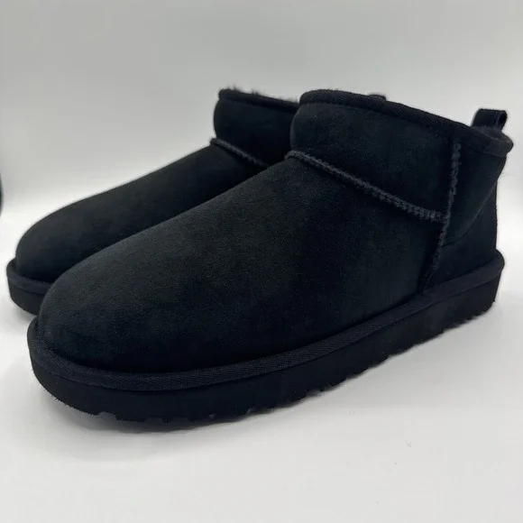 UGG Ultra Mini Boots Women's Size 12‎ Black Suede Water Repellant