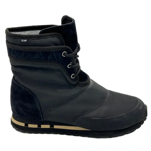 Adidas Slvr Outdoor Boot Women Sz 7 Lace Up Leather Nylon‎ Winter Gorpcore Black