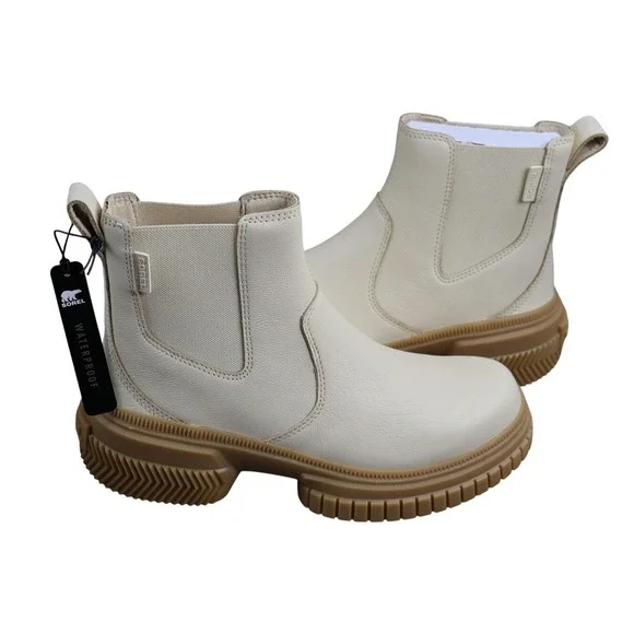 Sorel Boots Womens Size 7 White Waterproof Chelsea Ankle‎ ONA AVE WP Honey White