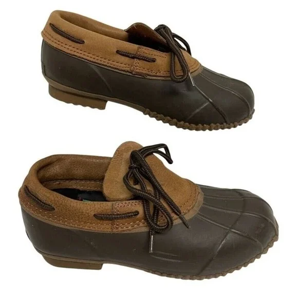 RedHead Womens Brown Leather Rubber Duck Shoes Thinsulate Rain Boots‎ Size 6