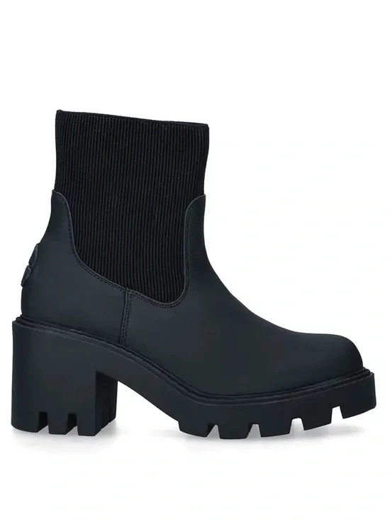 Carvela Splash Heel Black Rubber Chunky Lug Heel Ankle Boot Size 7.5