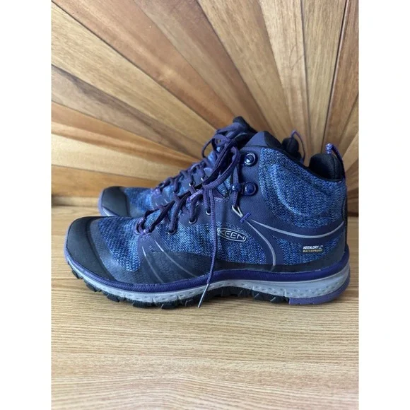 Keen Women Sz 6.5 TERADORA II Mid Hiking Boots Waterproof Blue Purple Astral EUC