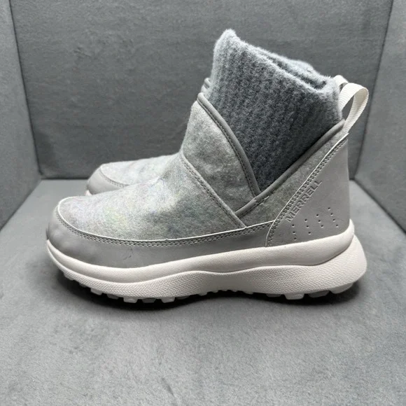 Merrell Cloud Renew Bluff snow boots women's size 6 grey blue Wool Felt sneakers