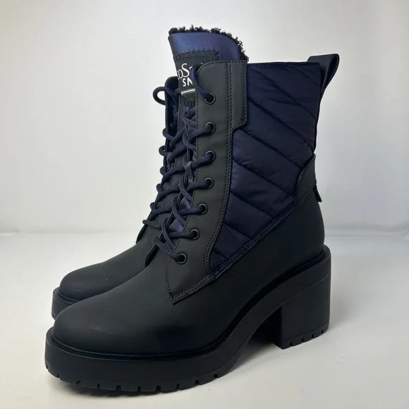 Franco Sarto Dizzy Water Repellent Boots Women's Size‎ 8 M Black/Blue NIB