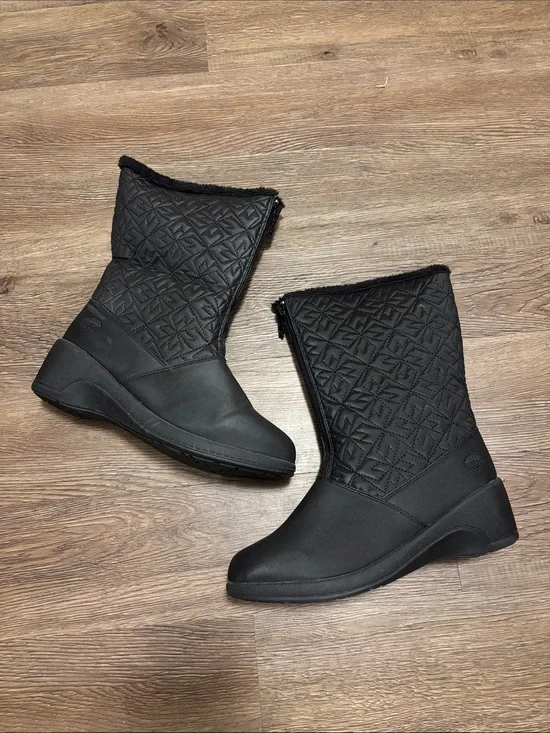 women’s black faux fur winter boots
