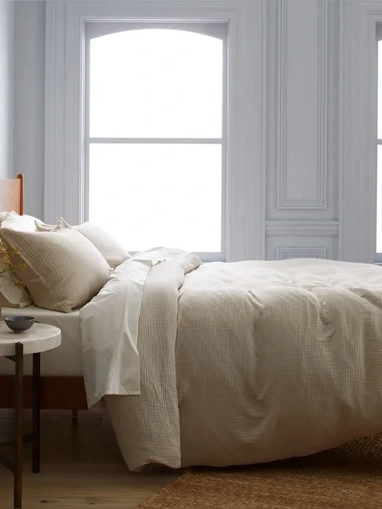 NWOT Quince Organic Cotton Gauze 3 Pc Duvet Cover Set, King/Cal King (Dune)