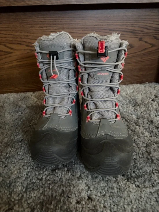 Columbia Gray Winter Boots with Pink Accents