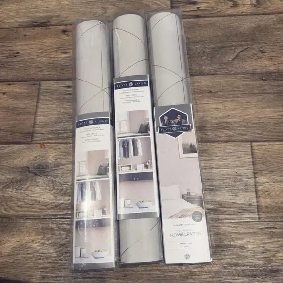 Lot 3 Scott Living Wallpaper NuWallpaper Self Adhesive Natural 20.5in X 18ft