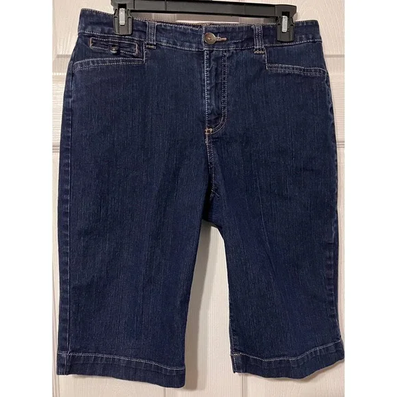 Bandolino Ivette Dark Wash Bermuda Denim Shorts Womens Size 6 Stretch Blue