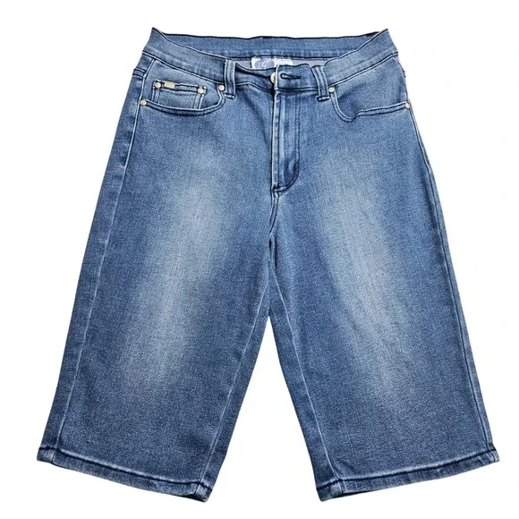 DG2 by Diane Gilman Bermuda Shorts Womens 8 Blue Medium Wash Stretch Denim
