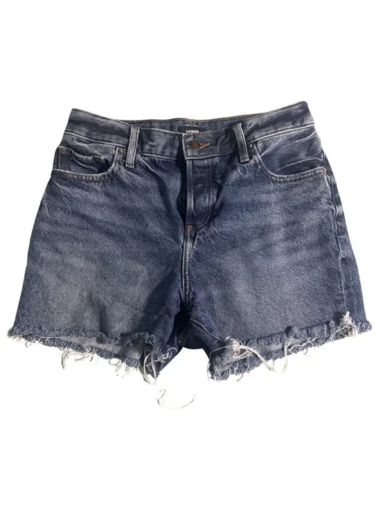 Express Mid Rise Rigid Frayed Hem Denim Shorts Size 2