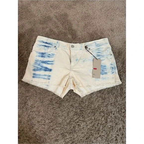 NWT Levi's Tie-Dye Blue Cream Denim Cutoffs Shorts Women's size 34