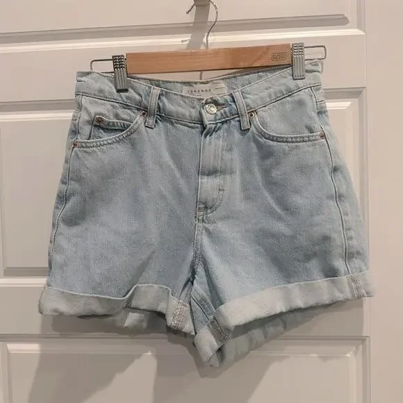 Topshop High Rise Mom Cuff Denim Jean Shorts