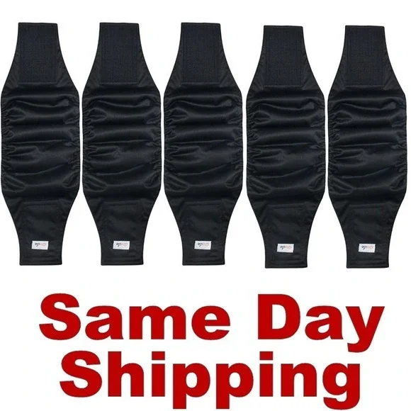 5 Pack Black Reusable Dog Diapers Male High Absorbing sz XS (Girth 9