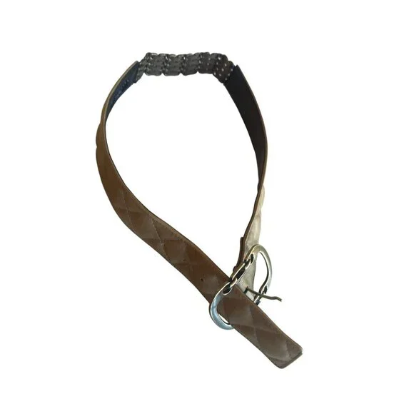 Suzi Roher Quilted Leather Belt Chain-Link Detail Small  Made in Canada