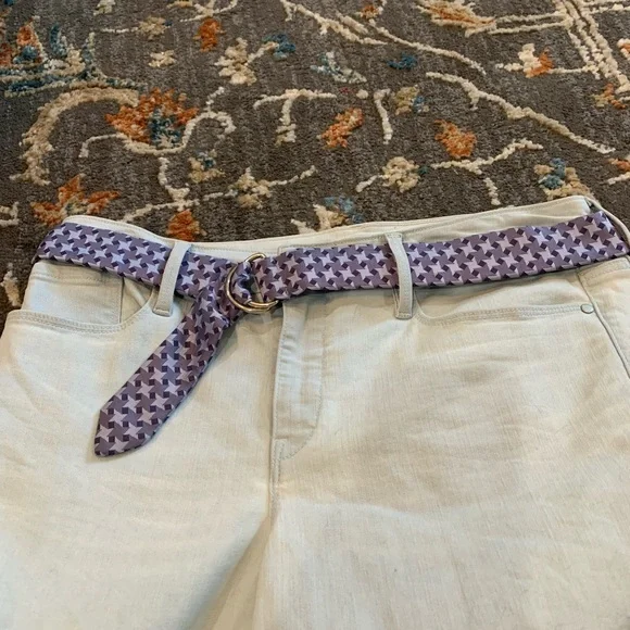 NWOT SILK Old Navy Purple‎ Striped Silk D Ring Belt Womens Large