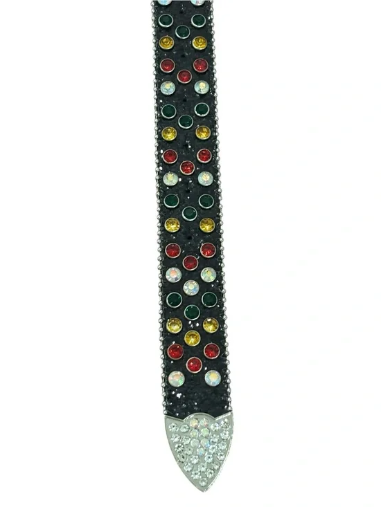 Rhinestone Flower Spinning Belt Buckle - Multicolor Smiley Flower Super Cute
