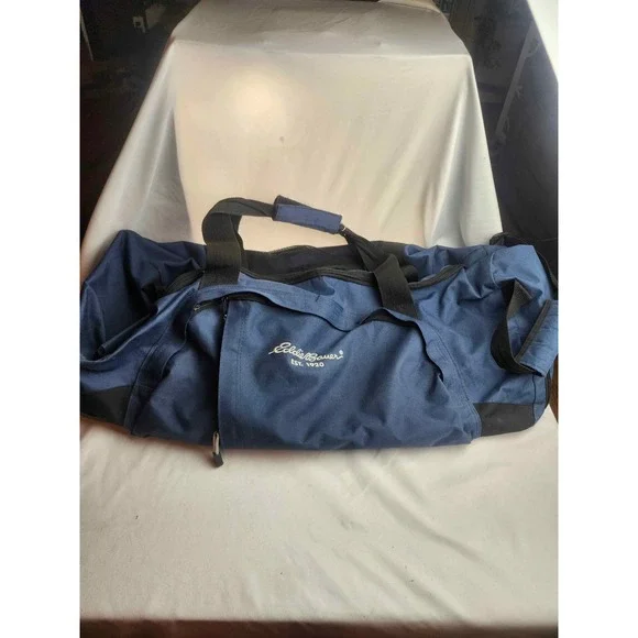 Eddie Bauer Rolling Duffel Bag Navy Blue Large Travel Luggage Canvas Wheels 26in