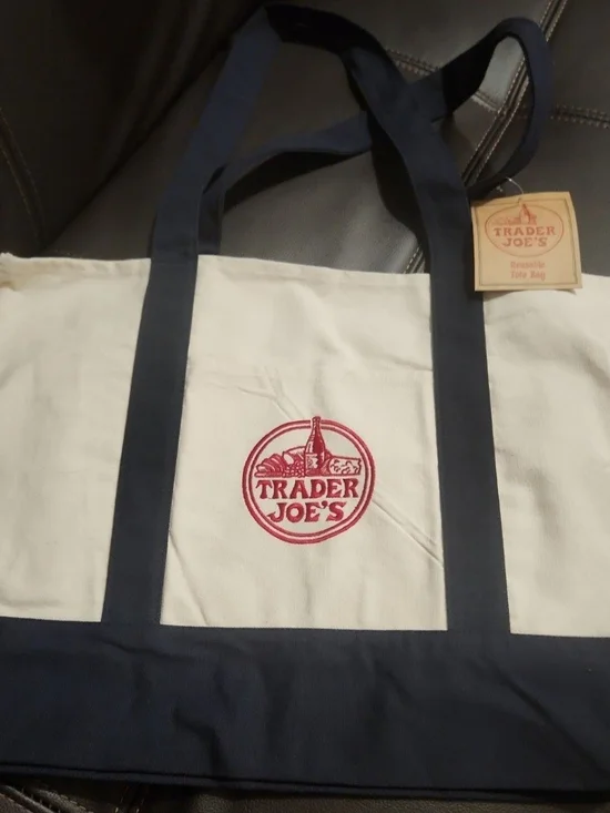 Navy and White Reusable Tote Bag