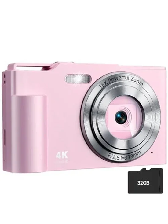 Digital Camera, FHD 4K Digital Point and Shoot Camera with 16X Zoom Anti Shake