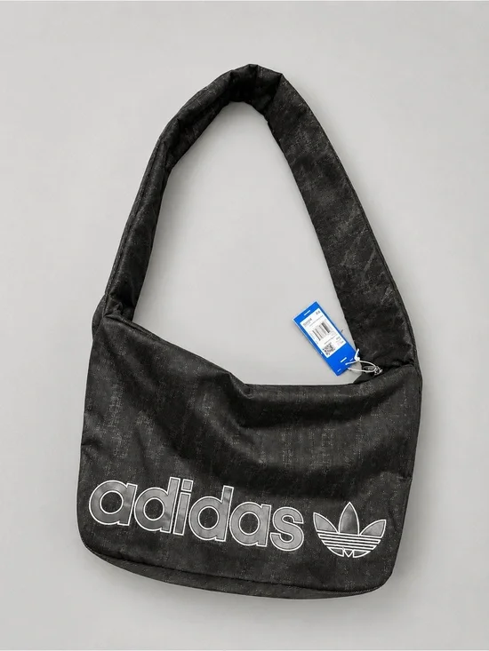 adidas Originals Shopper Denim Shoulder Bag Casual Lifestyle Bag Black KE0680