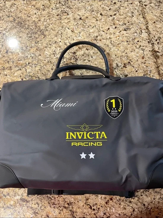 Invicta Racing Black Travel Bag with Yellow Logo