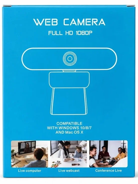 Full HD 1080P Blue Web Camera - Universal USB Webcam