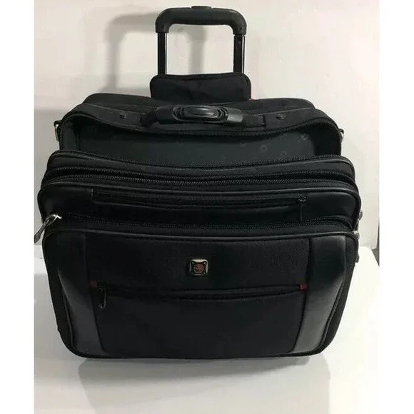 SwissGear Rolling Suitcase‎ Carry On Black Multiple Layers/Keychain Luggage Trav