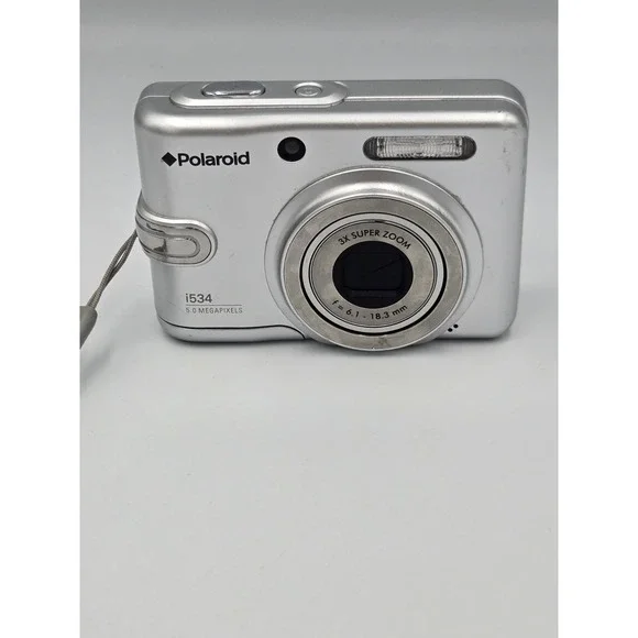 Polaroid I534 5.0MP Digital Camera Silver 3 X Super Zoom Works No Memory Card