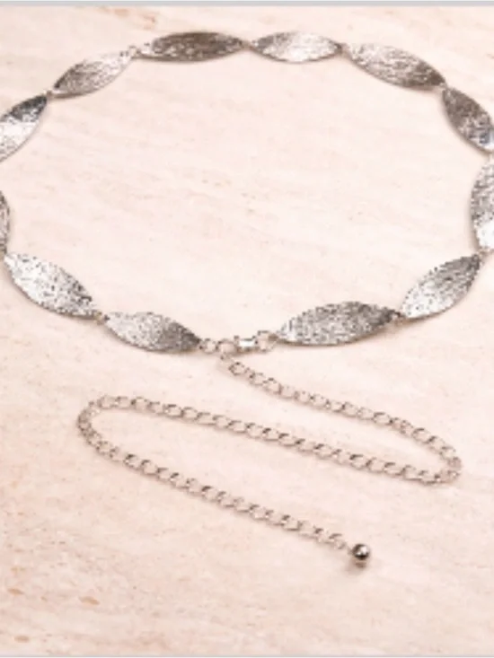 49 inch silver Leaf Chain Waist Belt - Women Jewelry