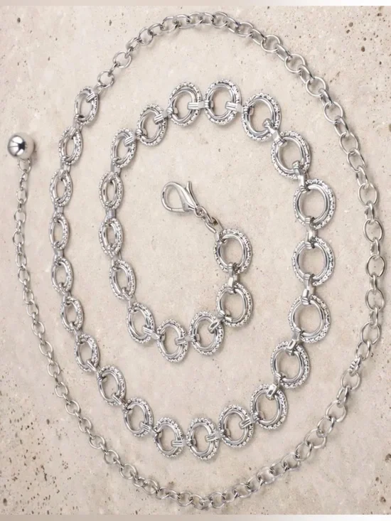 42 inch Silver Double Circle Chain Belt
