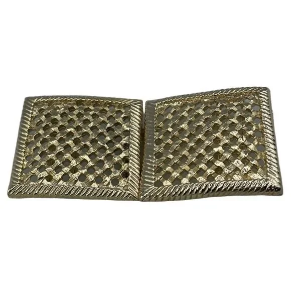 Vintage basket weave design 4” long belt buckle.