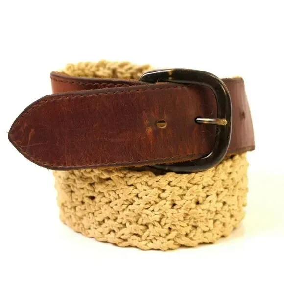 VTG CORD BRAIDED BRAWN GENUINE LEATHER 1 3/4