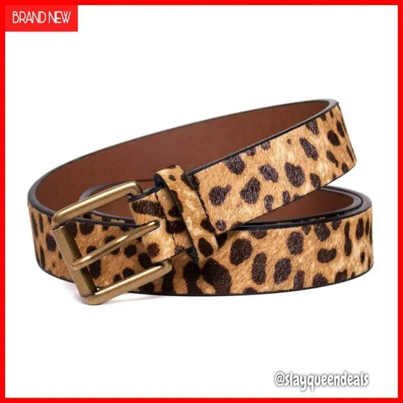 Genuine Suede Leather Belt for Jeans, Adjustable Buckle, Size M