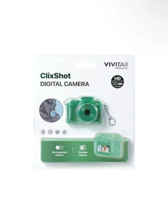 Vivitar ClixShot Mini Digital Camera Keychain - Green