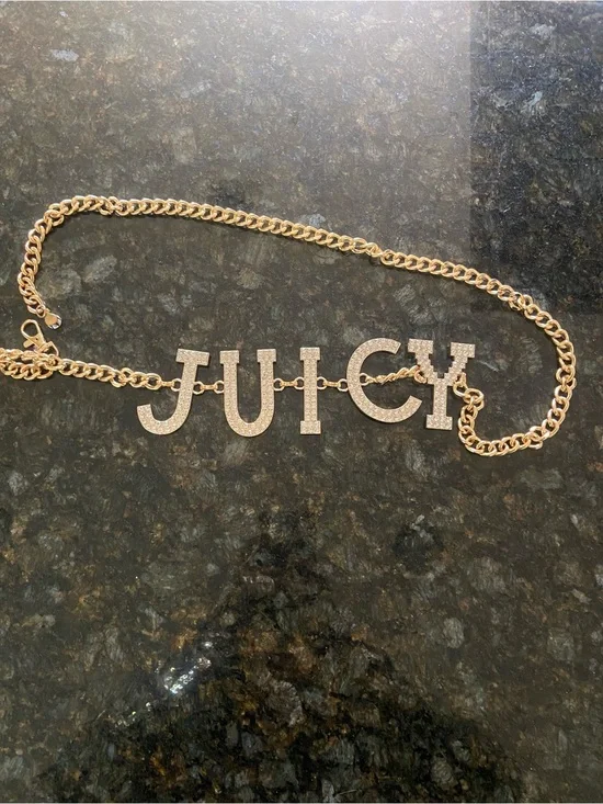 Juicy Couture Gold-Tone Crystal JUICY Logo Belt
