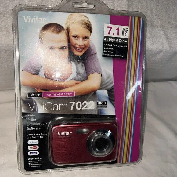 Vivitar ViviCam 7022 Red Digital Camera 7.1MP 4x Zoom New‎ in Package