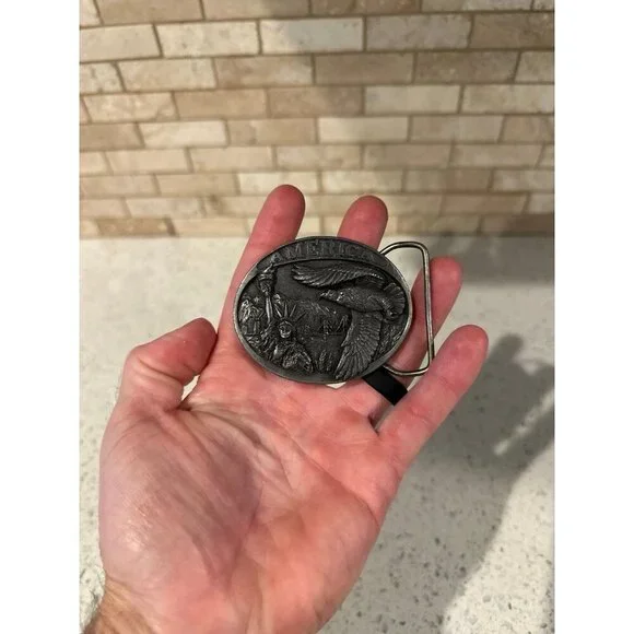 C&J America Statue of Liberty Eagle‎ Golden State Bridge 1985 Belt Buckle