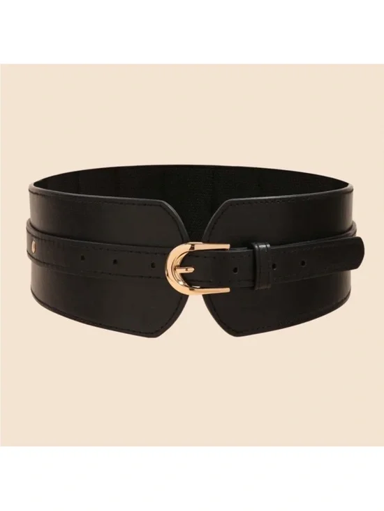 New! Black Corset Belt Vegan Leather Wide