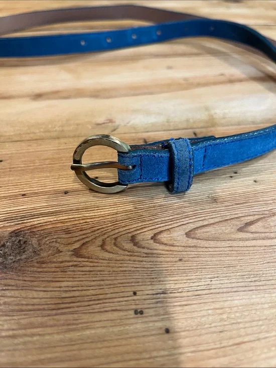 GARNET HILL XS Blue Italian Leather Belt