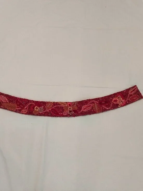 Red Sequin Wide Beaded Belt