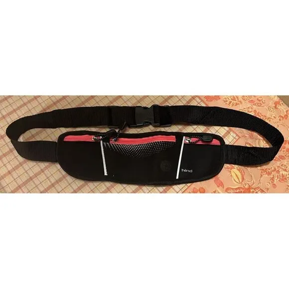 Hind Womens Running‎ Utility Belt Waist Pack Flat Black Pink Adjustable GUC