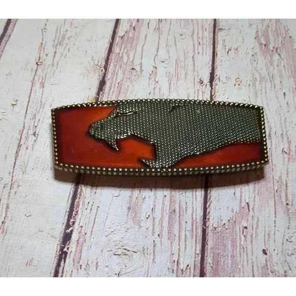 Vintage Enamel & Brass‎ Cougar Belt Buckle