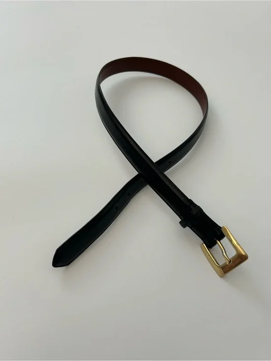 Vintage Coach Black Leather Belt USA Brass Buckle Polished Cowhide #8510 1” Wide