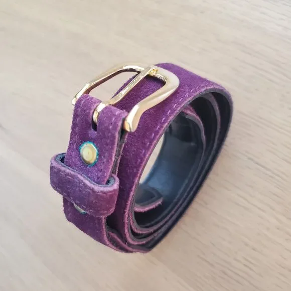 Vintage 80s Purple Suede Leather Belt