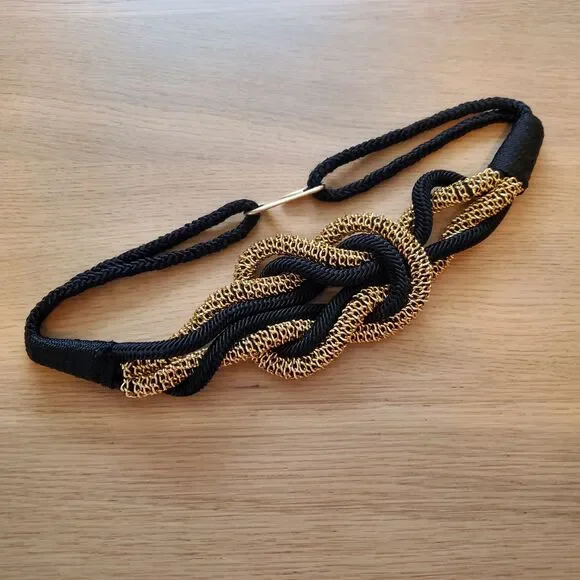 Vintage 80s Black and Gold Rope Belt