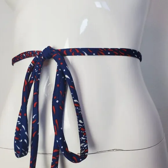 Vintage 70s Navy Red White Cloth Belt
