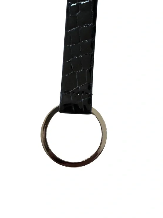 Black Croc-Embossed Key Ring Strap