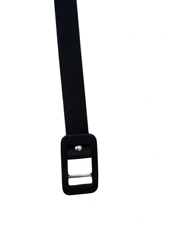 Black Leather Belt with Rectangle Buckle