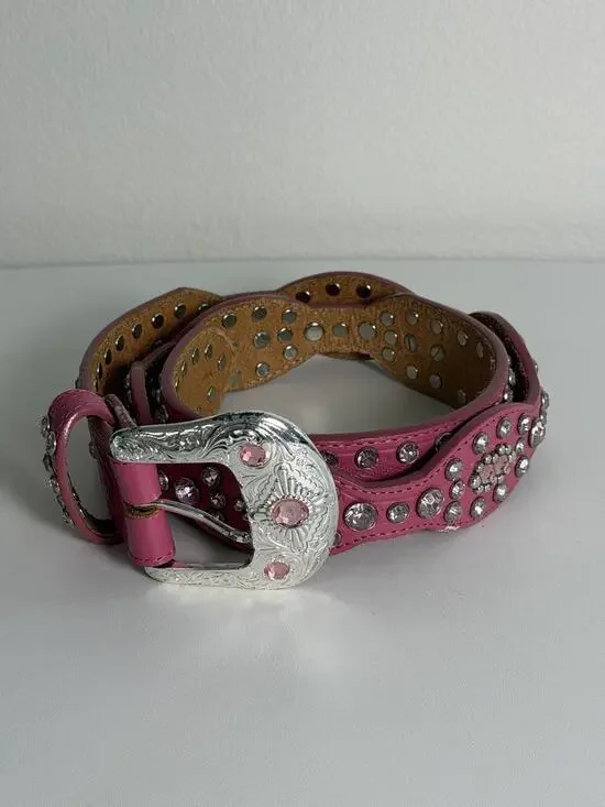 Tony Lama Women’s Pink Western Bling Rhinestone Belt Sz 34 C50361 Stud